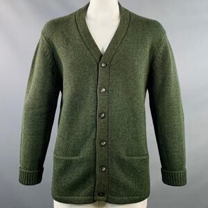 LEVI'S VINTAGE Size XL Green Moss Melange Wool V-Neck Cardigan
